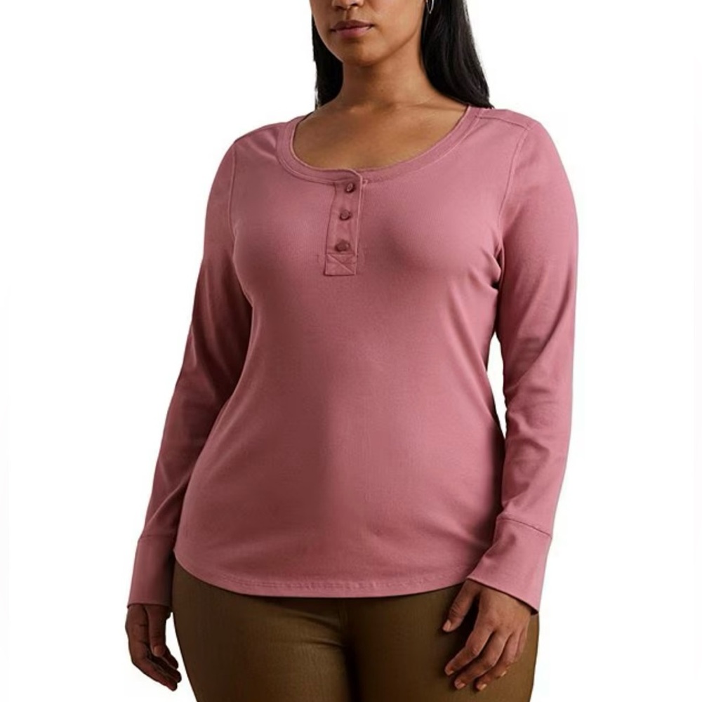 Lauren Ralph Lauren Long Sleeve Rib- Knit Scoop Neck Top Women’s  Sz 1X‎